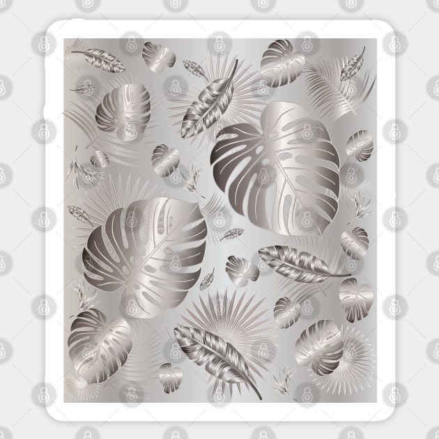 Silver Metallic Tropical Leaves Sticker by Nobiya